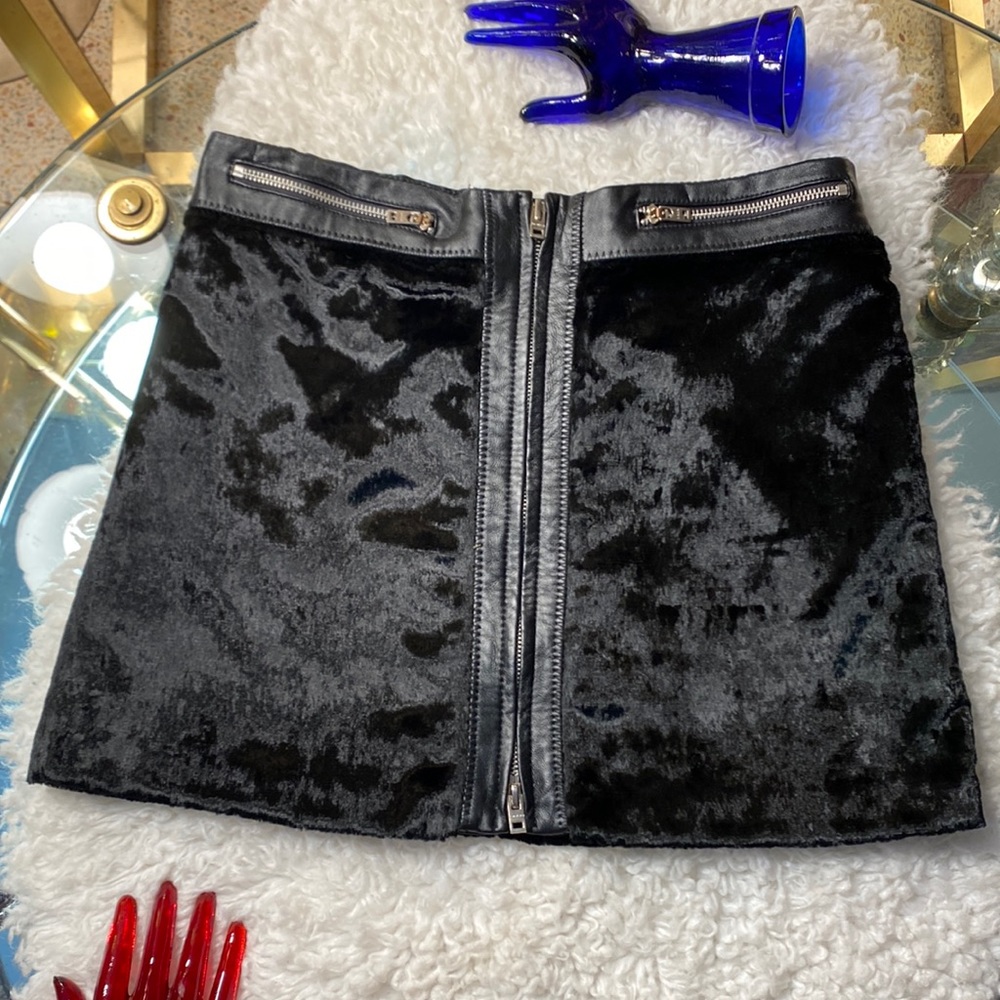bebe Zippered, Faux Fur, Leather, Mini Skirt